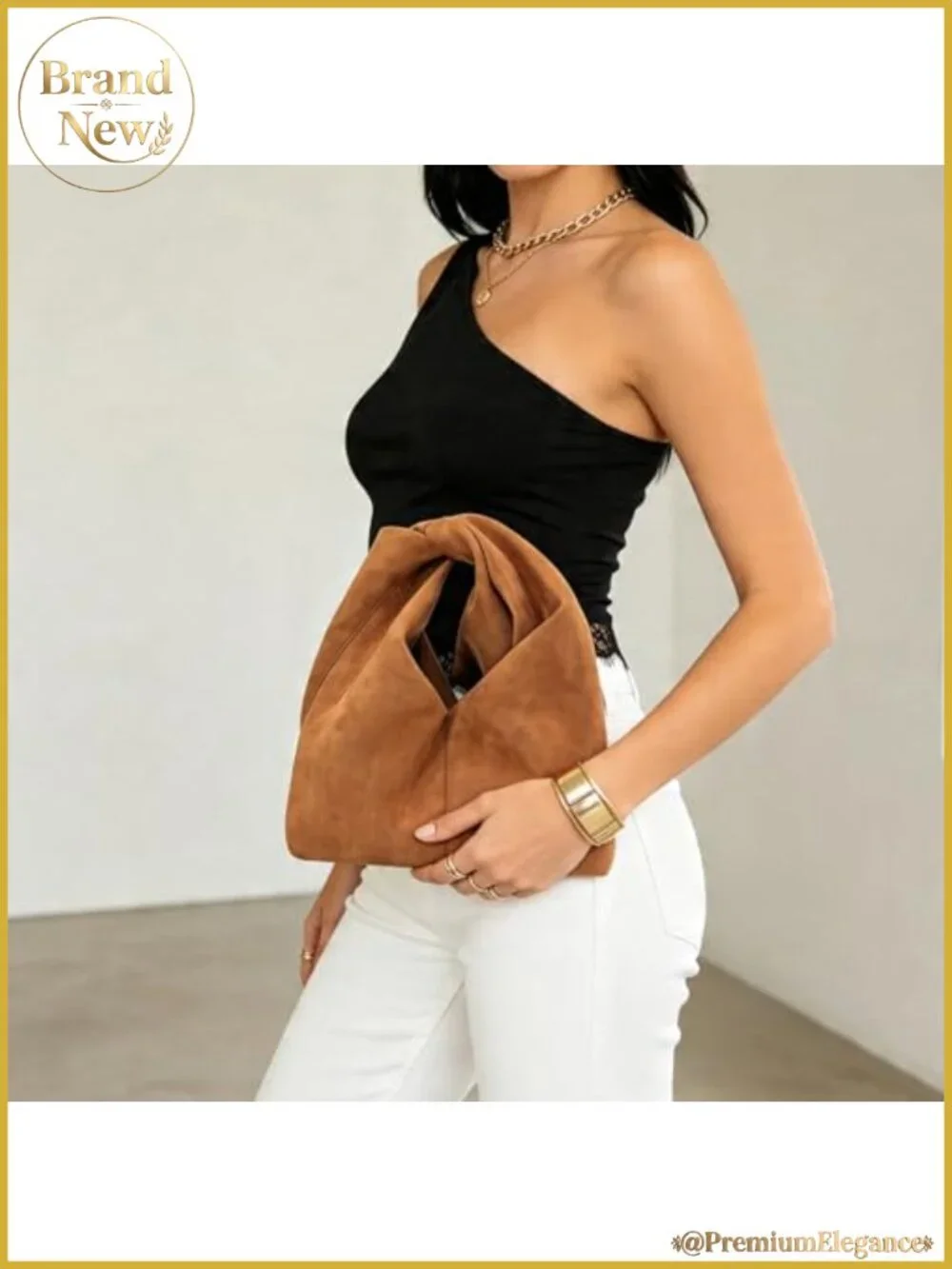 Faux Suede Knotted Top Handle Bag - Small Tote Purse